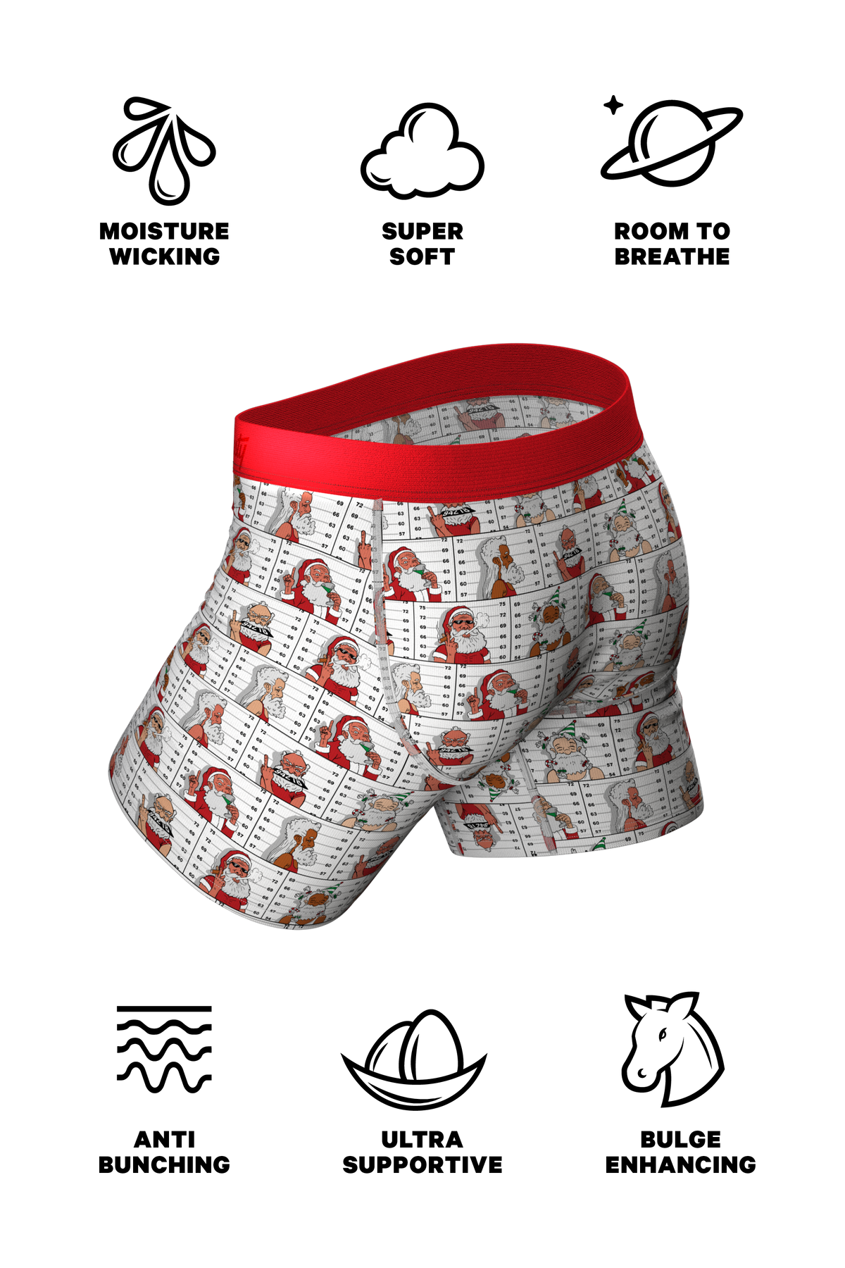 The Jailbird | Mugshot Santa Ball Hammock® Pouch Underwear With Fly - Shinesty