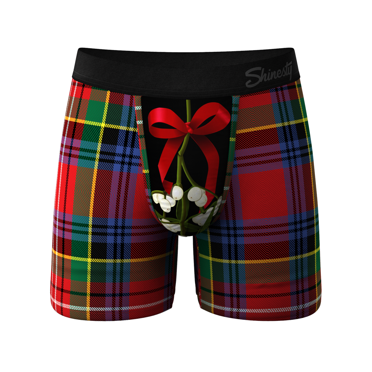 The Kiss Me There | Mistletoe Plaid Christmas Ball Hammock® Pouch Underwear - Shinesty