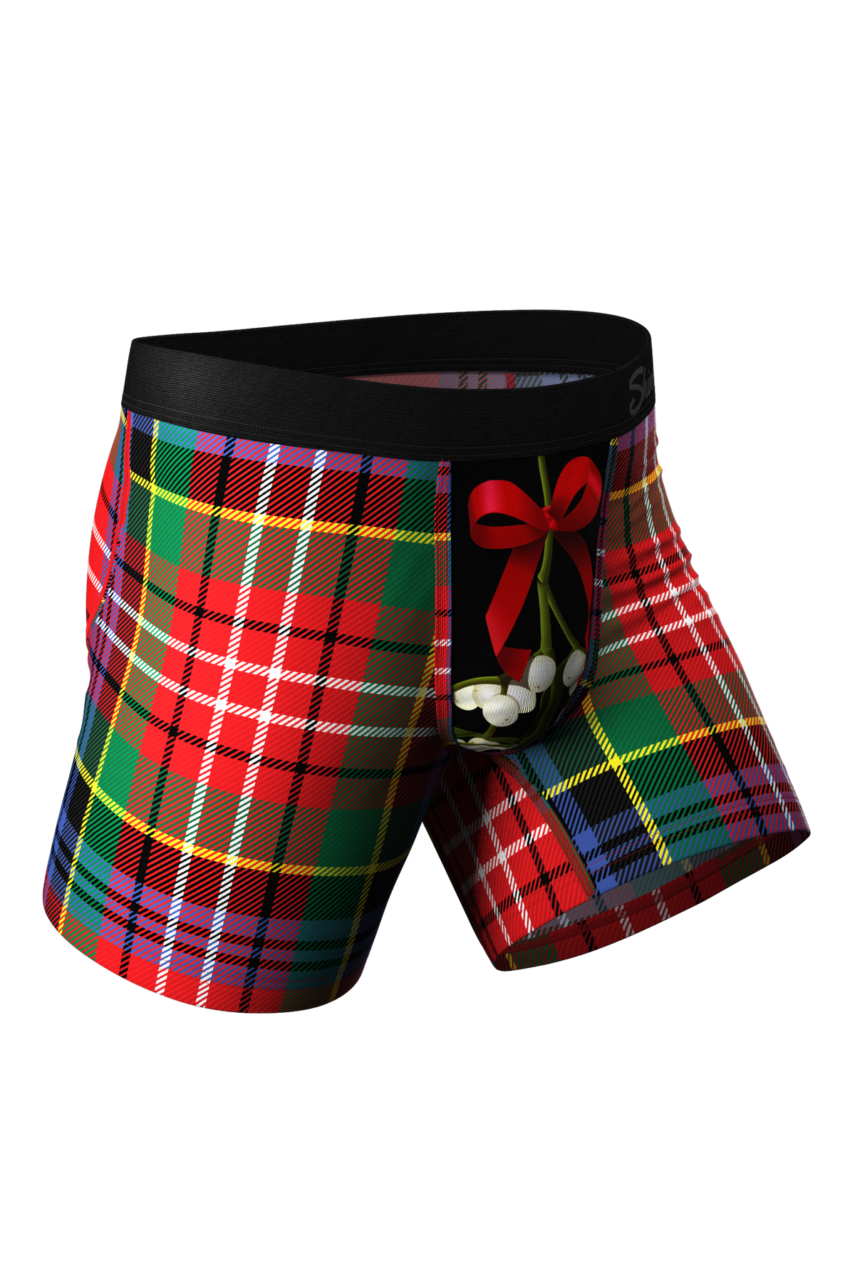The Kiss Me There | Mistletoe Plaid Christmas Ball Hammock® Pouch Underwear - Shinesty