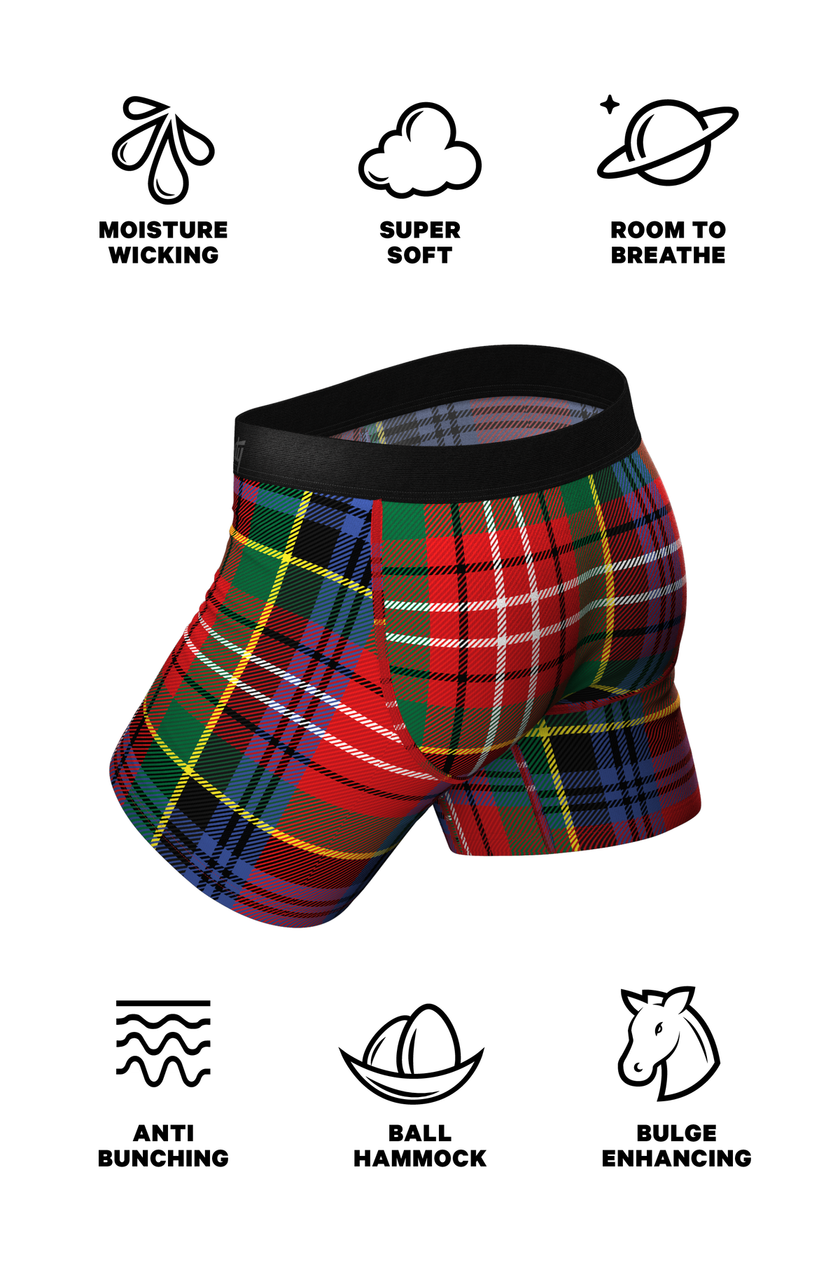 The Kiss Me There | Mistletoe Plaid Christmas Ball Hammock® Pouch Underwear - Shinesty
