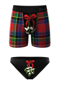 The Kiss Me There | Mistletoe Ball Hammock Boxer® And Bikini Matching Couples Underwear Pack - Shinesty