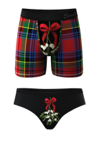 The Kiss Me There | Mistletoe Ball Hammock Boxer® And Cheeky Matching Couples Underwear Pack - Shinesty