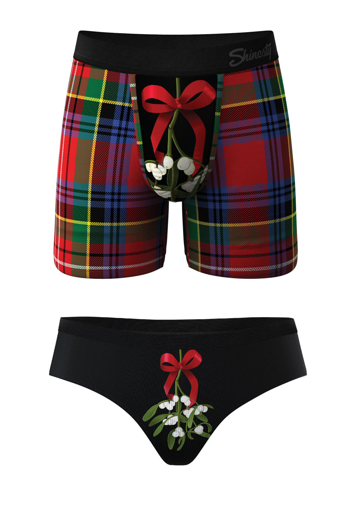 The Kiss Me There | Mistletoe Ball Hammock Boxer® And Cheeky Matching Couples Underwear Pack - Shinesty