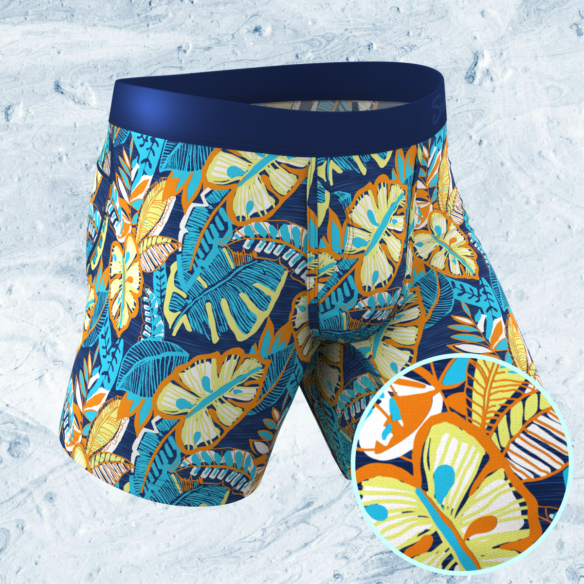 The Mahalo | Blue Tropical paradICE™ Cooling Ball Hammock® Underwear - Shinesty