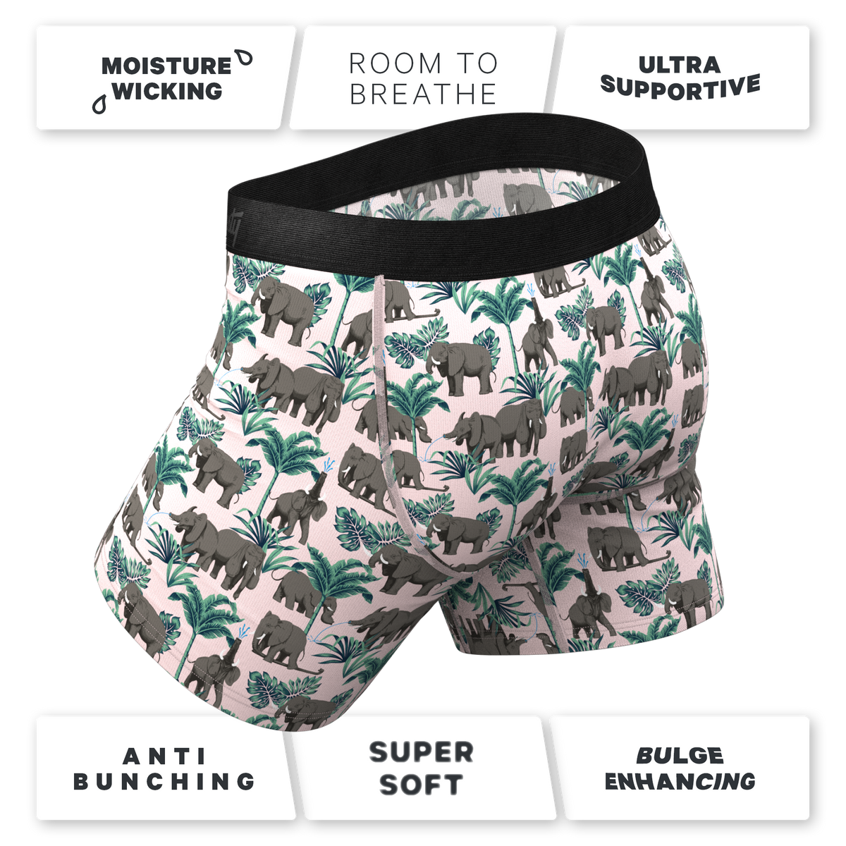 The Maximus | Tropical Elephant Ball Hammock® Pouch Underwear With Fly - Shinesty