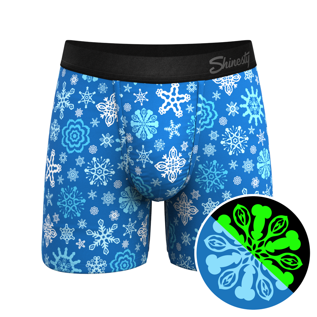 The Melt In Your Mouth | Glow In The Dark Naughty Snowflakes Ball Hammock® Pouch Underwear - Shinesty