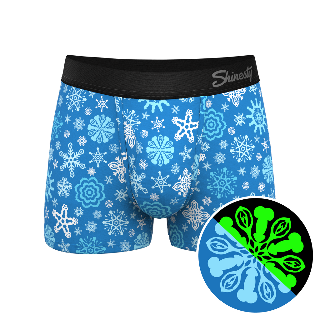 The Melt In Your Mouth | Glow In The Dark Naughty Snowflakes Ball Hammock® Pouch Trunks Underwear - Shinesty