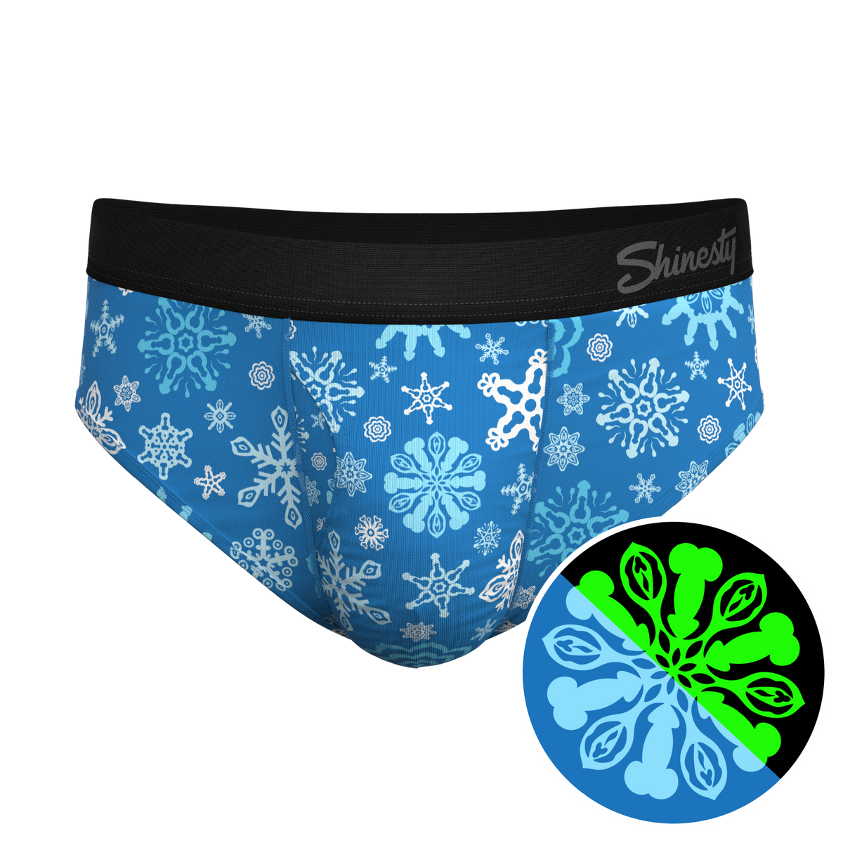 The Melt In Your Mouth | Glow In The Dark Naughty Snowflakes Ball Hammock® Pouch Underwear Briefs - Shinesty