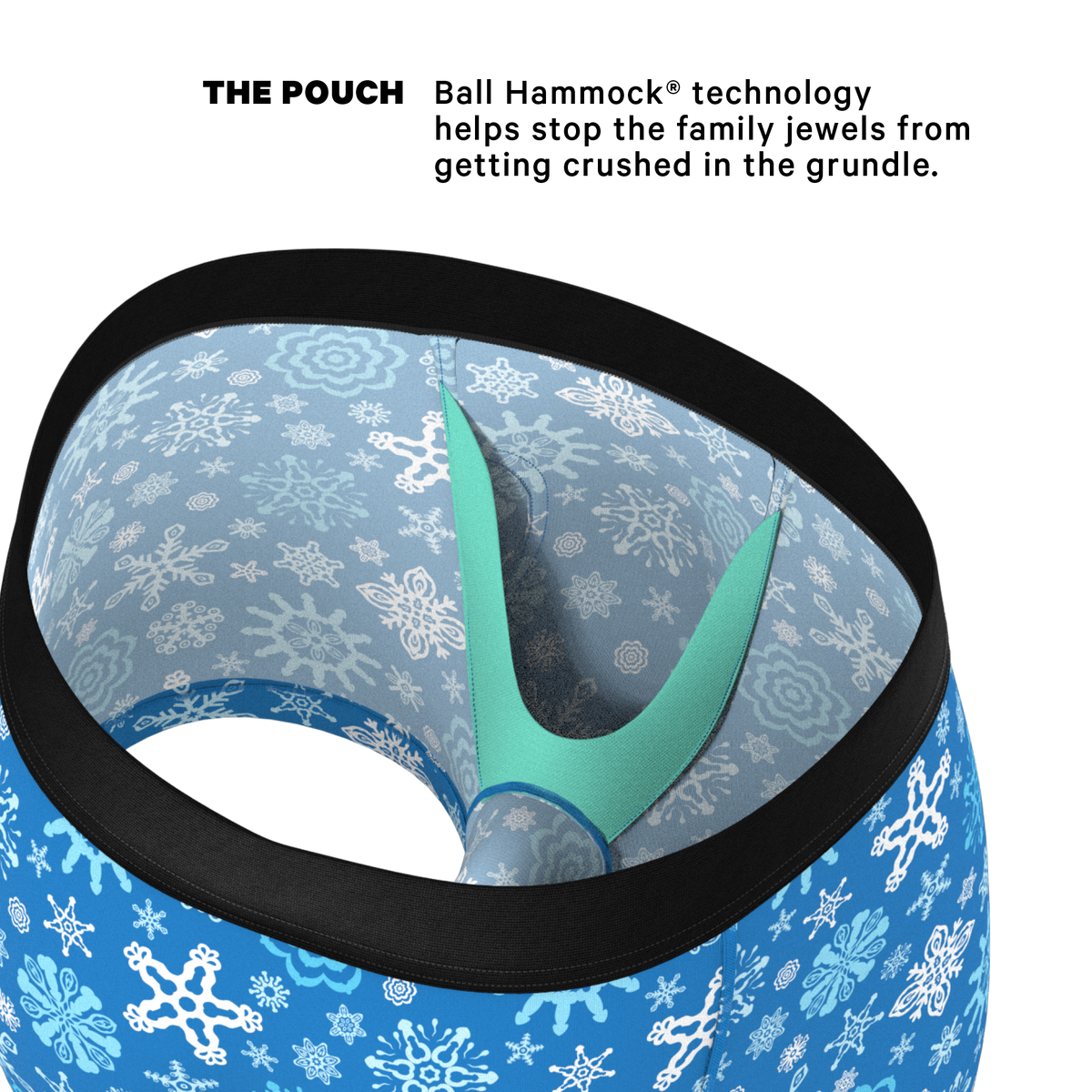The Melt In Your Mouth | Glow In The Dark Naughty Snowflakes Ball Hammock® Pouch Trunks Underwear - Shinesty