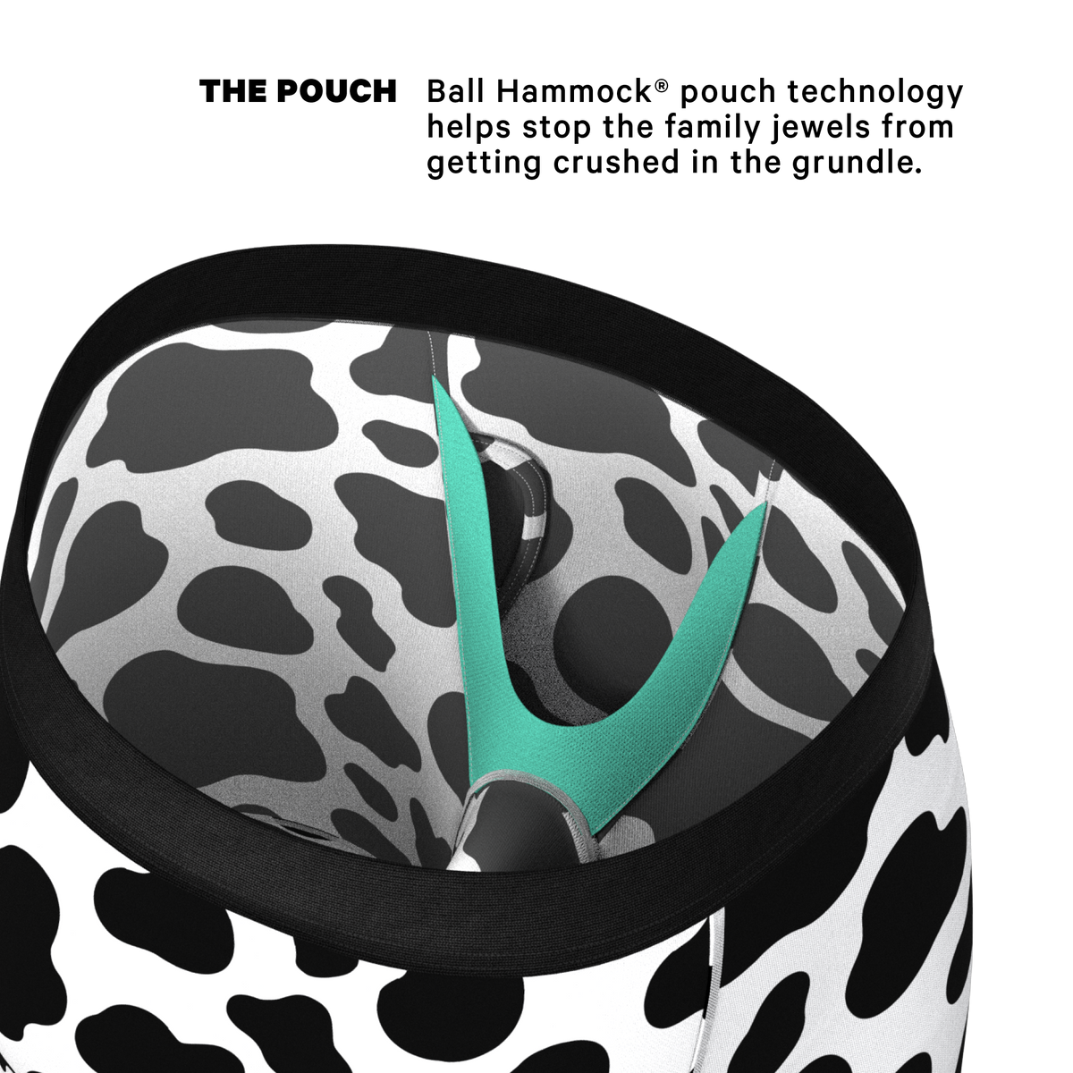 The Milk Me | Cow Print Ball Hammock® Boxer - Long Leg - Shinesty
