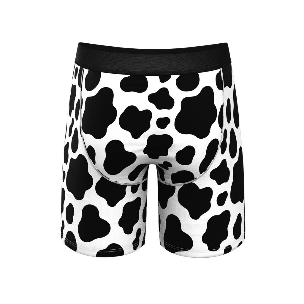 The Milk Me | Cow Print Ball Hammock® Boxer - Long Leg - Shinesty