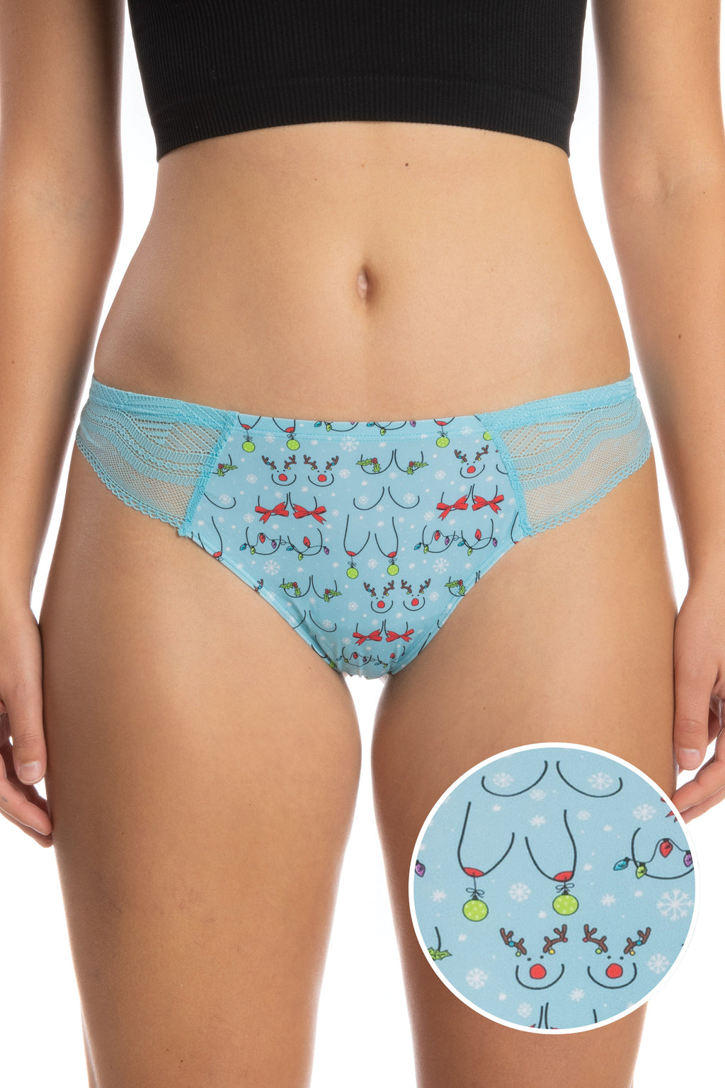 The Mistletots | Christmas Bust Lace Thong - Shinesty