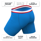 The Morning Glory | Blue with USA Waistband Ball Hammock® Boxer - Long Leg - Shinesty
