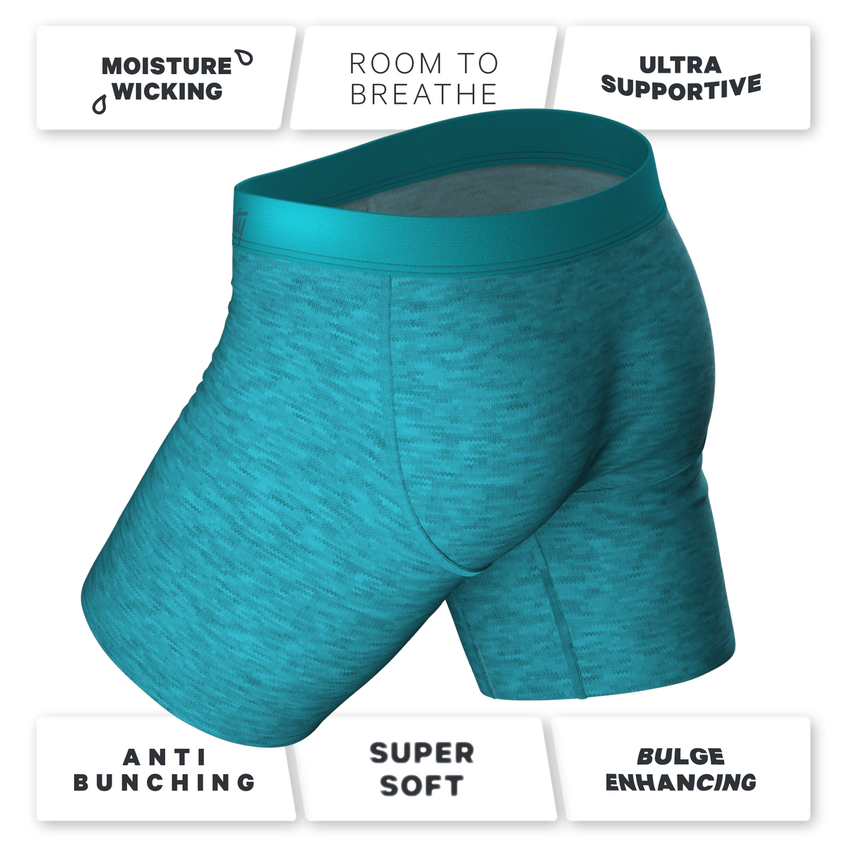 The Nerves of Teal | Teal Heather Ball Hammock® Boxer - Long Leg - Shinesty