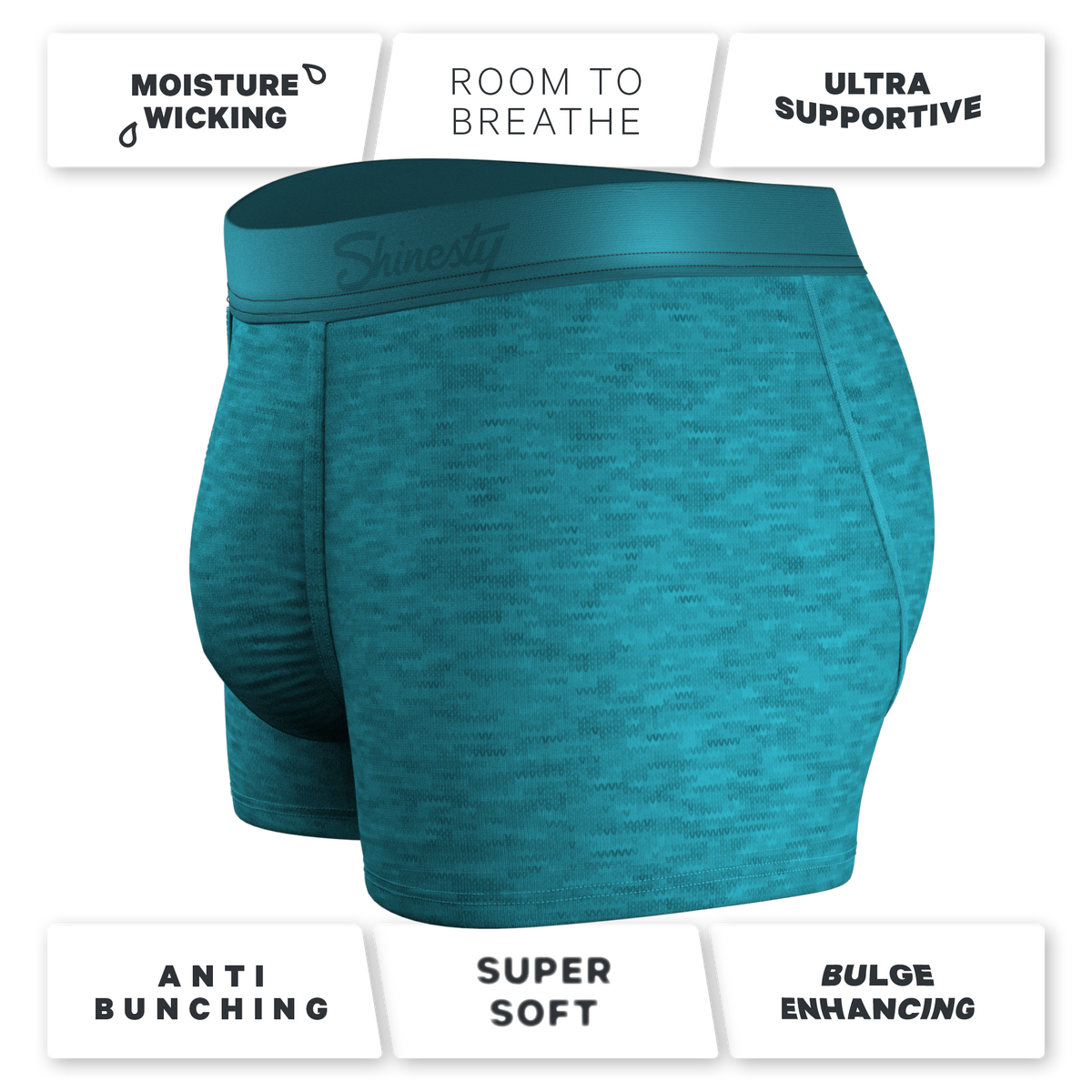 The Nerves of Teal | Teal Heather Ball Hammock® Pouch Trunks Underwear - Shinesty