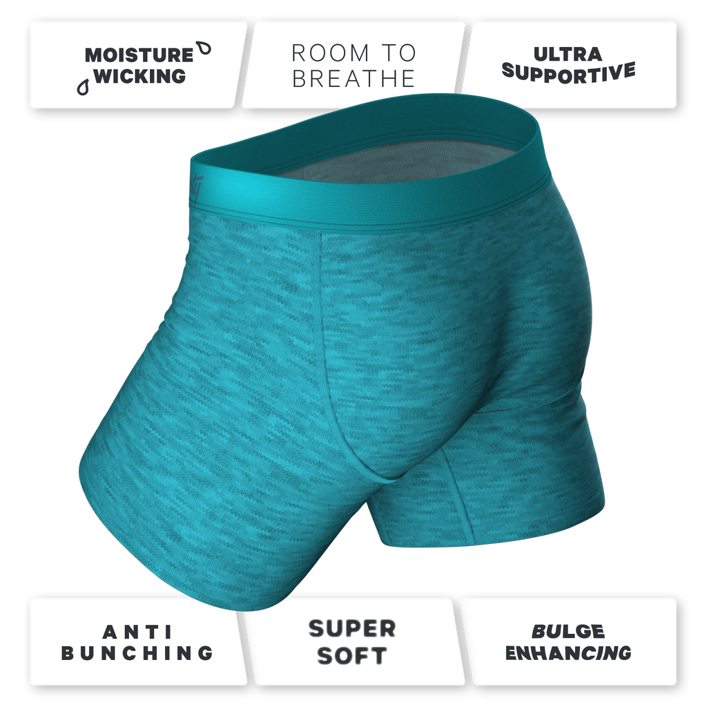 The Nerves of Teal | Teal Heather Ball Hammock® Pouch Underwear With Fly - Shinesty