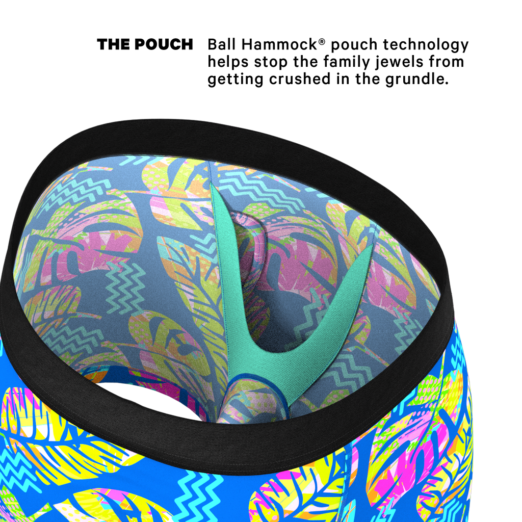 The Oahu Rendezvous | Tropical Leaves Ball Hammock® Pouch Underwear With Fly - Shinesty