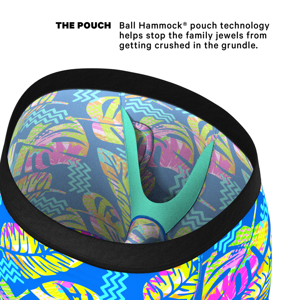 The Oahu Rendezvous | Tropical Leaves Ball Hammock® Boxer - Long Leg - Shinesty