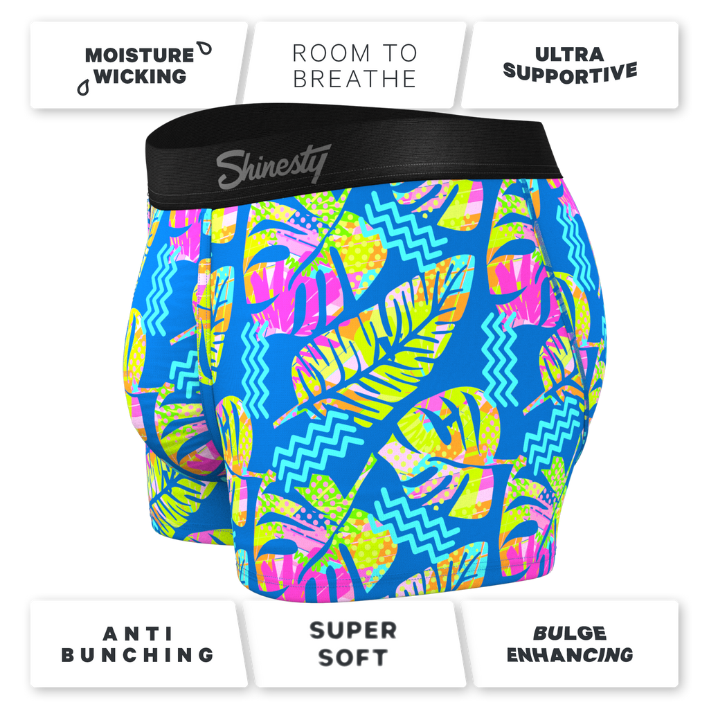 The Oahu Rendezvous | Tropical Leaves Ball Hammock® Pouch Trunks Underwear - Shinesty