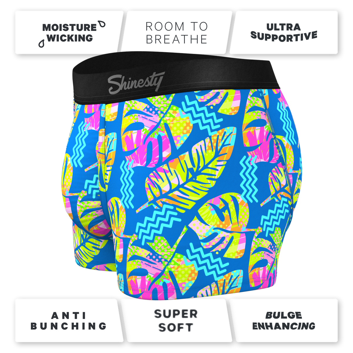 The Oahu Rendezvous | Tropical Leaves Ball Hammock® Pouch Trunks Underwear - Shinesty