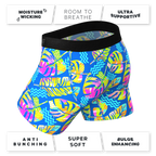 The Oahu Rendezvous | Tropical Leaves Ball Hammock® Pouch Underwear With Fly - Shinesty