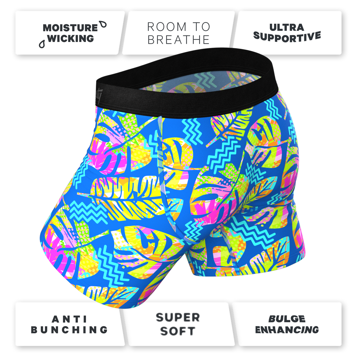 The Oahu Rendezvous | Tropical Leaves Ball Hammock® Pouch Underwear With Fly - Shinesty