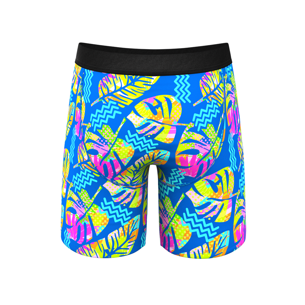 The Oahu Rendezvous | Tropical Leaves Ball Hammock® Boxer - Long Leg - Shinesty