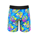 The Oahu Rendezvous | Tropical Leaves Ball Hammock® Boxer - Long Leg - Shinesty