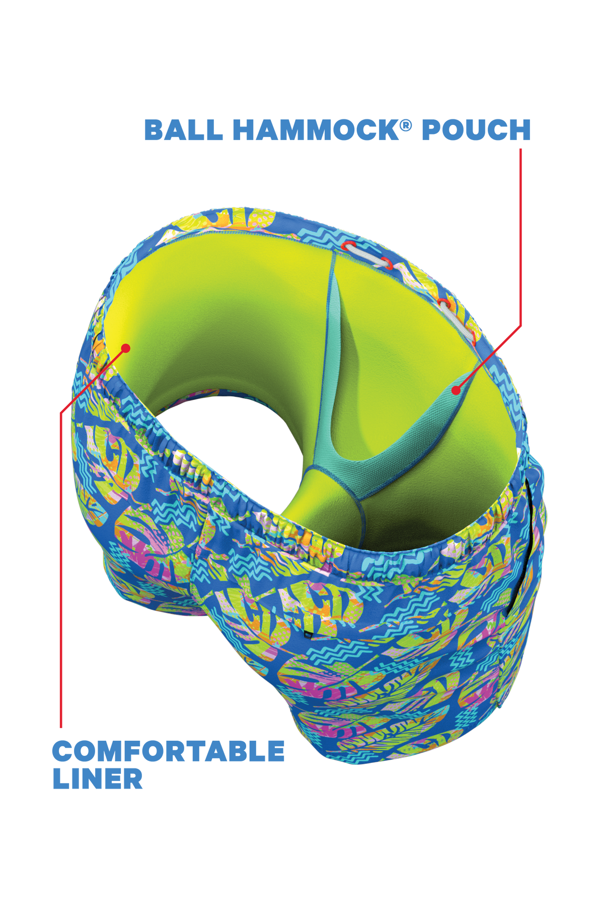 The Oahu Rendezvous | Tropical Leaves Ball Hammock® Pouch 5" Swim Trunks - Shinesty