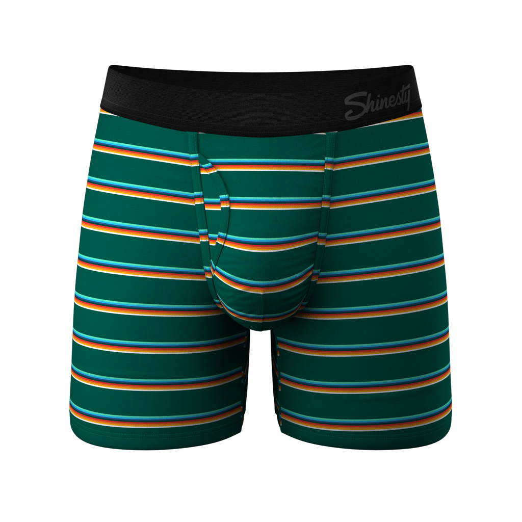 The Old Schooler | Retro Green Stripe Ball Hammock® Pouch Underwear With Fly - Shinesty