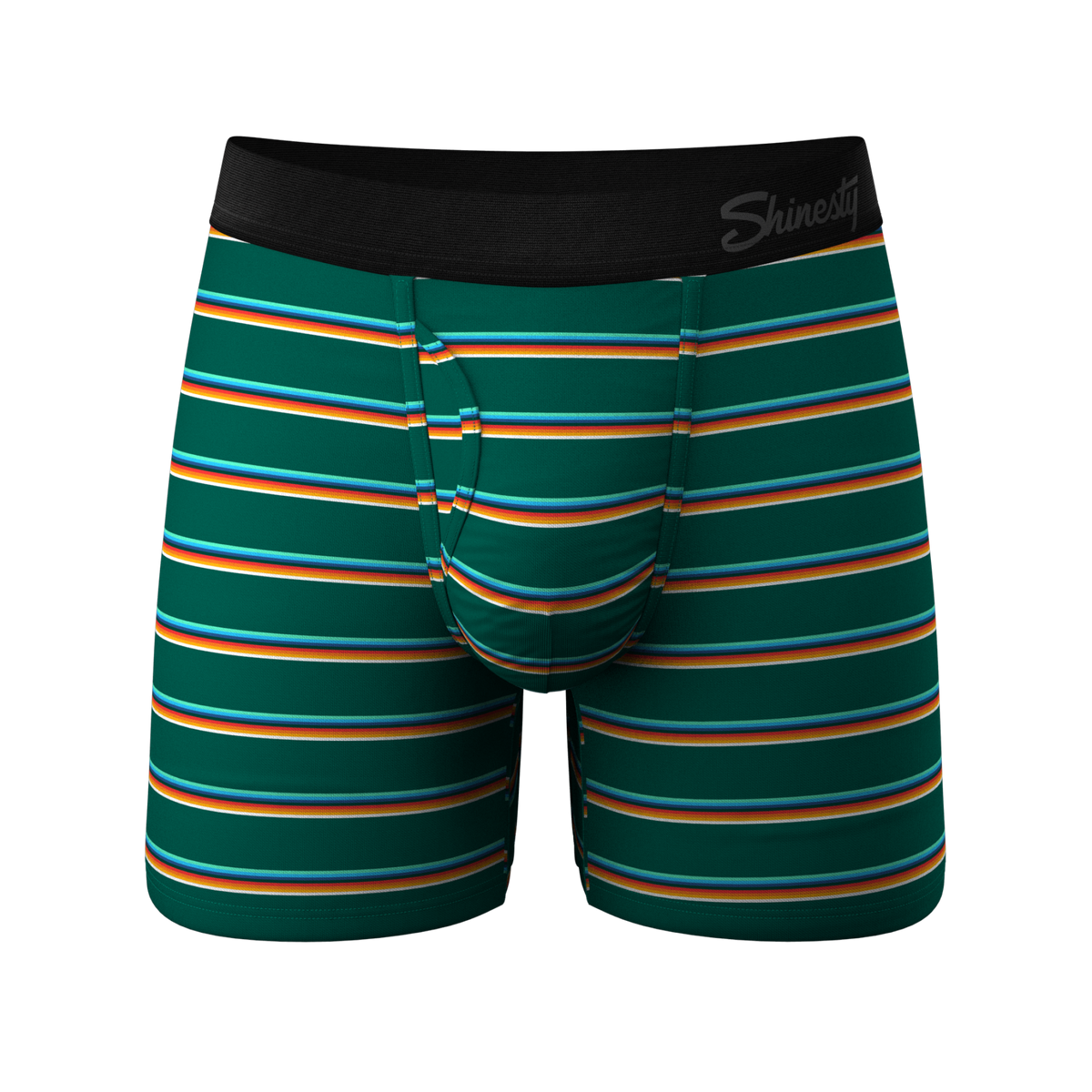 The Old Schooler | Retro Green Stripe Ball Hammock® Pouch Underwear With Fly - Shinesty