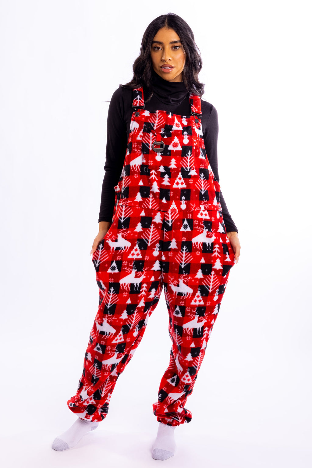 The Christmas Canoodle | Unisex Fleece Pajamaralls® - Shinesty