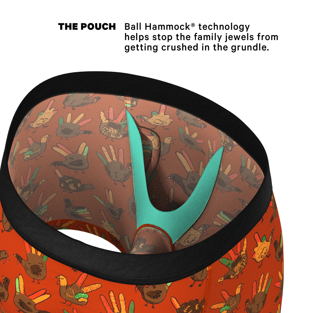The Party Fowl | Thanksgiving Turkey Ball Hammock® Pouch Underwear With Fly - Shinesty