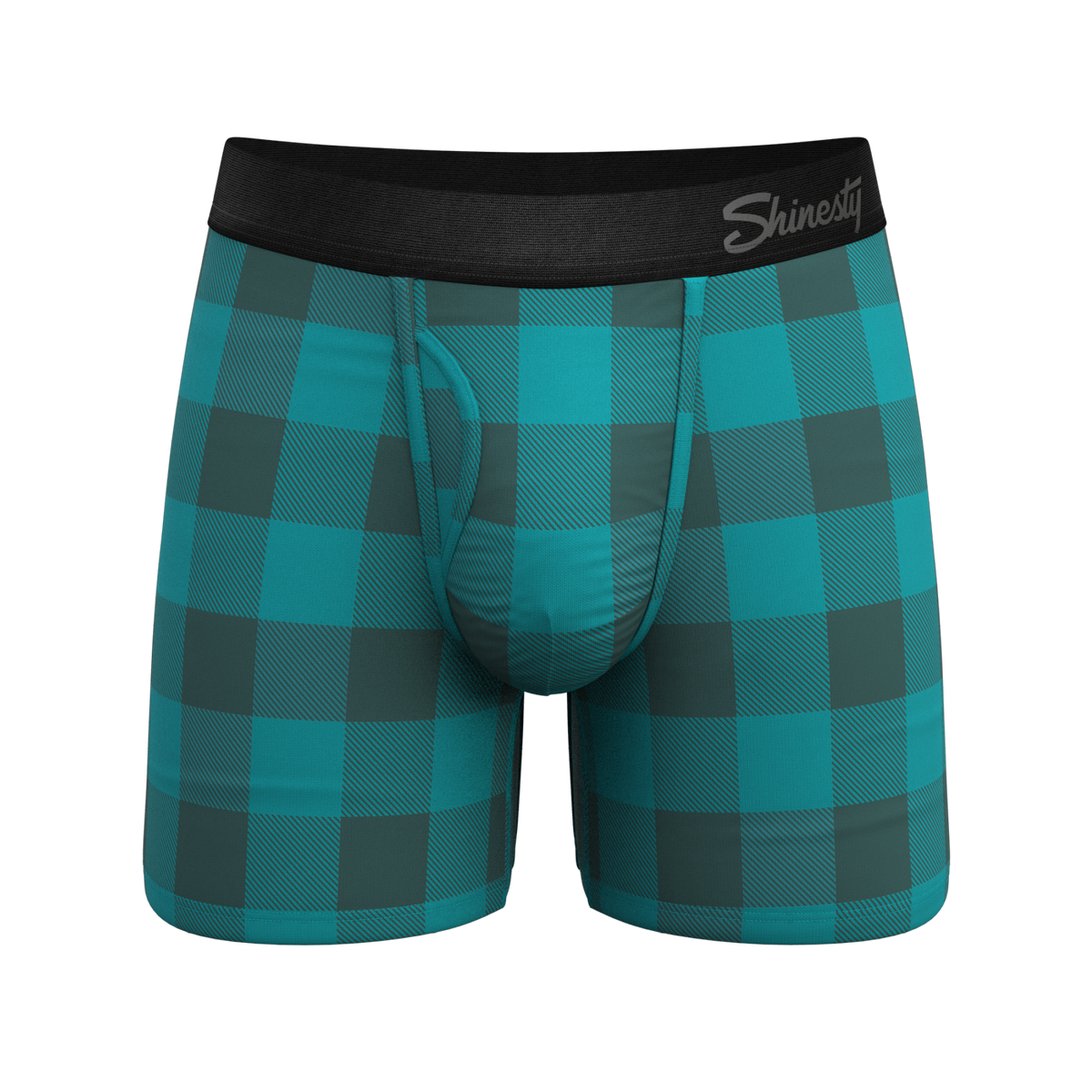 The Plaid And Simple | Green Buffalo Check Ball Hammock® Pouch Underwear With Fly - Shinesty