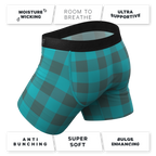 The Plaid And Simple | Green Buffalo Check Ball Hammock® Pouch Underwear With Fly - Shinesty