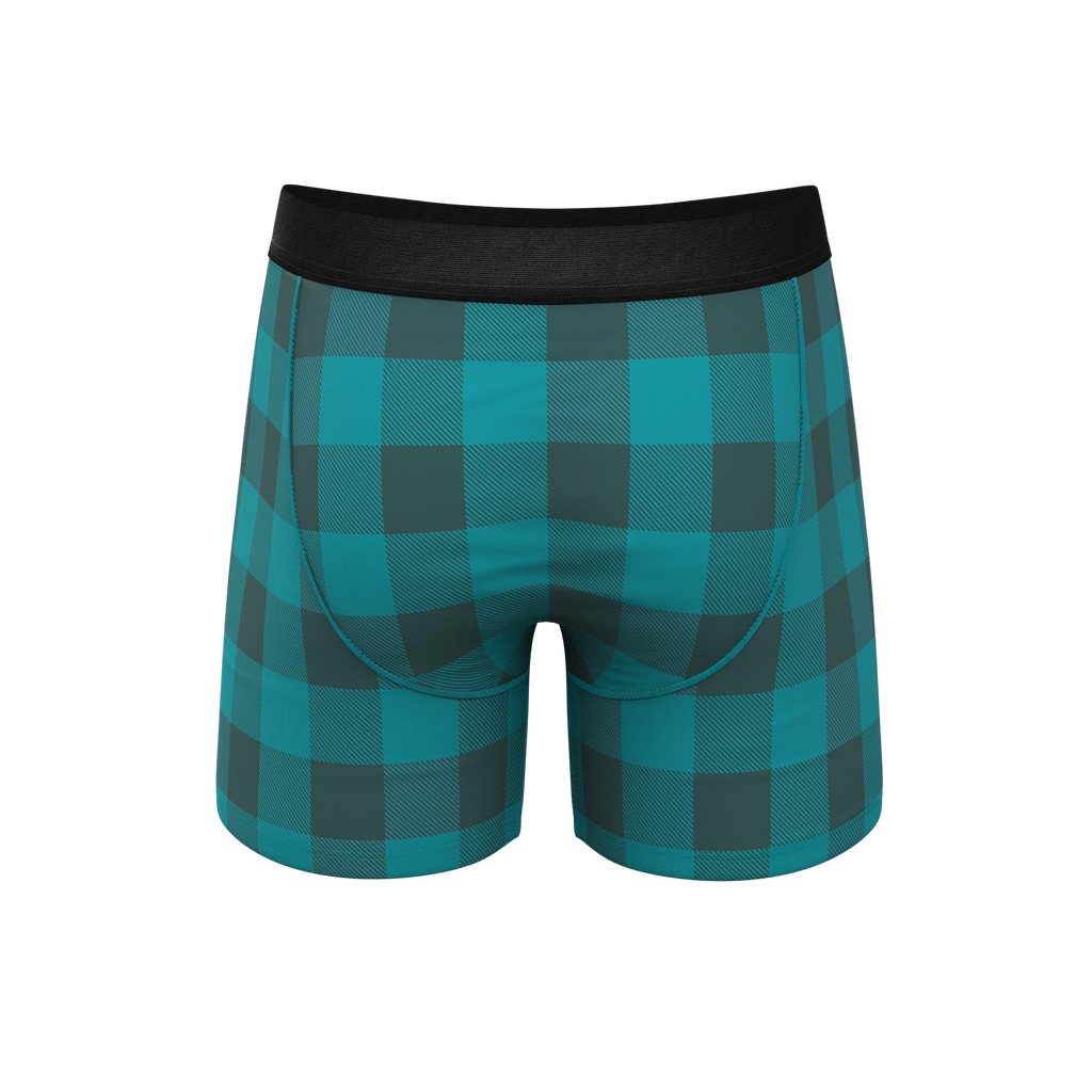 The Plaid And Simple | Green Buffalo Check Ball Hammock® Pouch Underwear With Fly - Shinesty