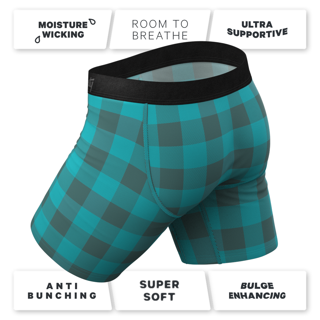 The Plaid And Simple | Green Buffalo Check Ball Hammock® Boxer - Long Leg - Shinesty