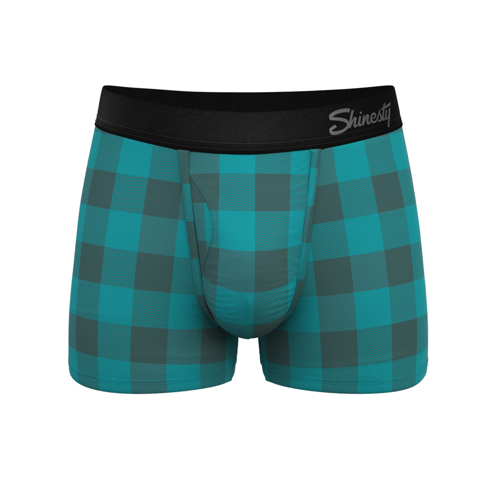 The Plaid And Simple | Green Buffalo Check Ball Hammock® Pouch Trunks Underwear - Shinesty