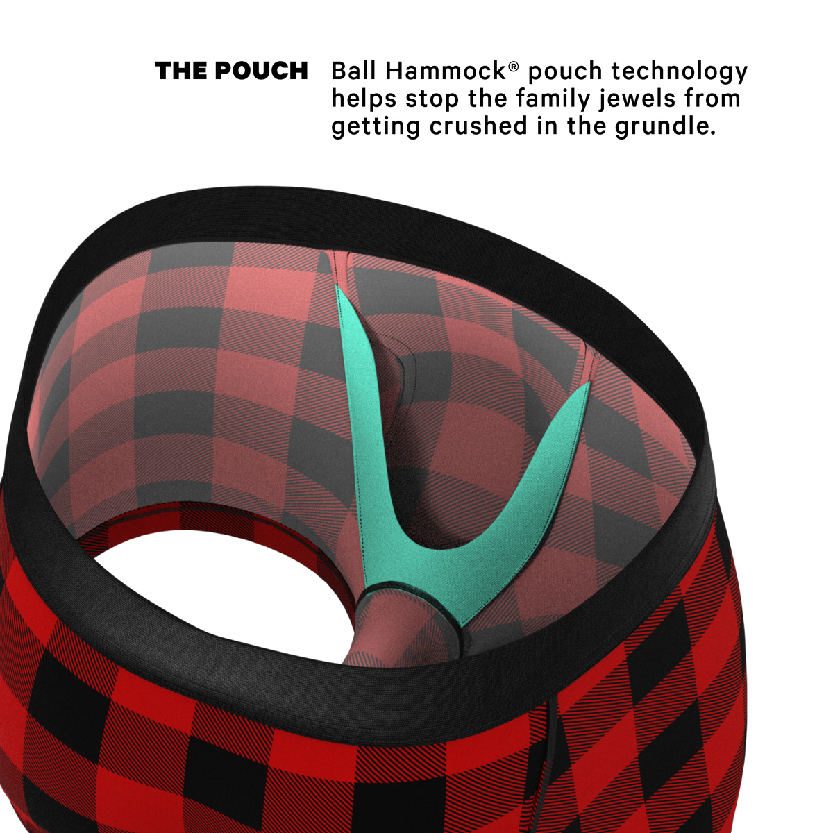The Red & Black Lumberjack | Buffalo Check Ball Hammock® Pouch Trunks Underwear - Shinesty