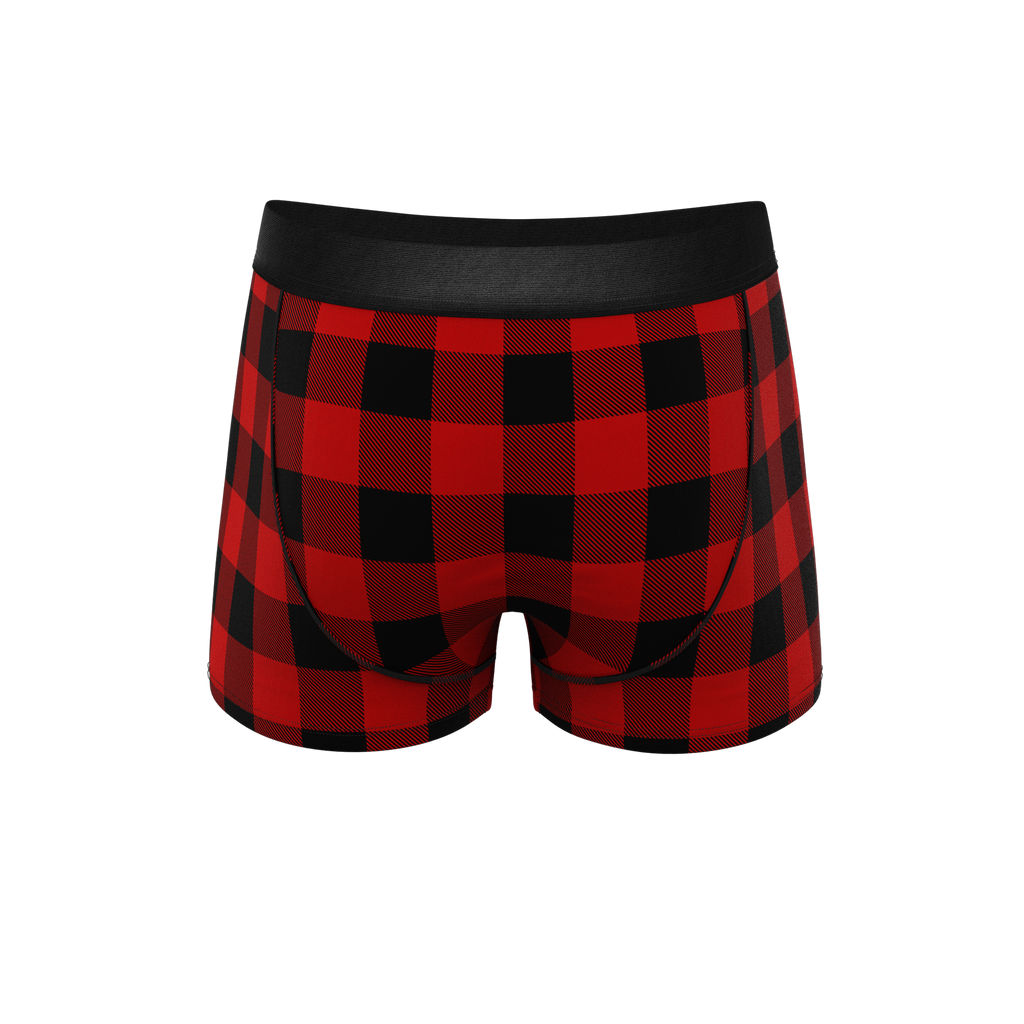 The Red & Black Lumberjack | Buffalo Check Ball Hammock® Pouch Trunks Underwear - Shinesty