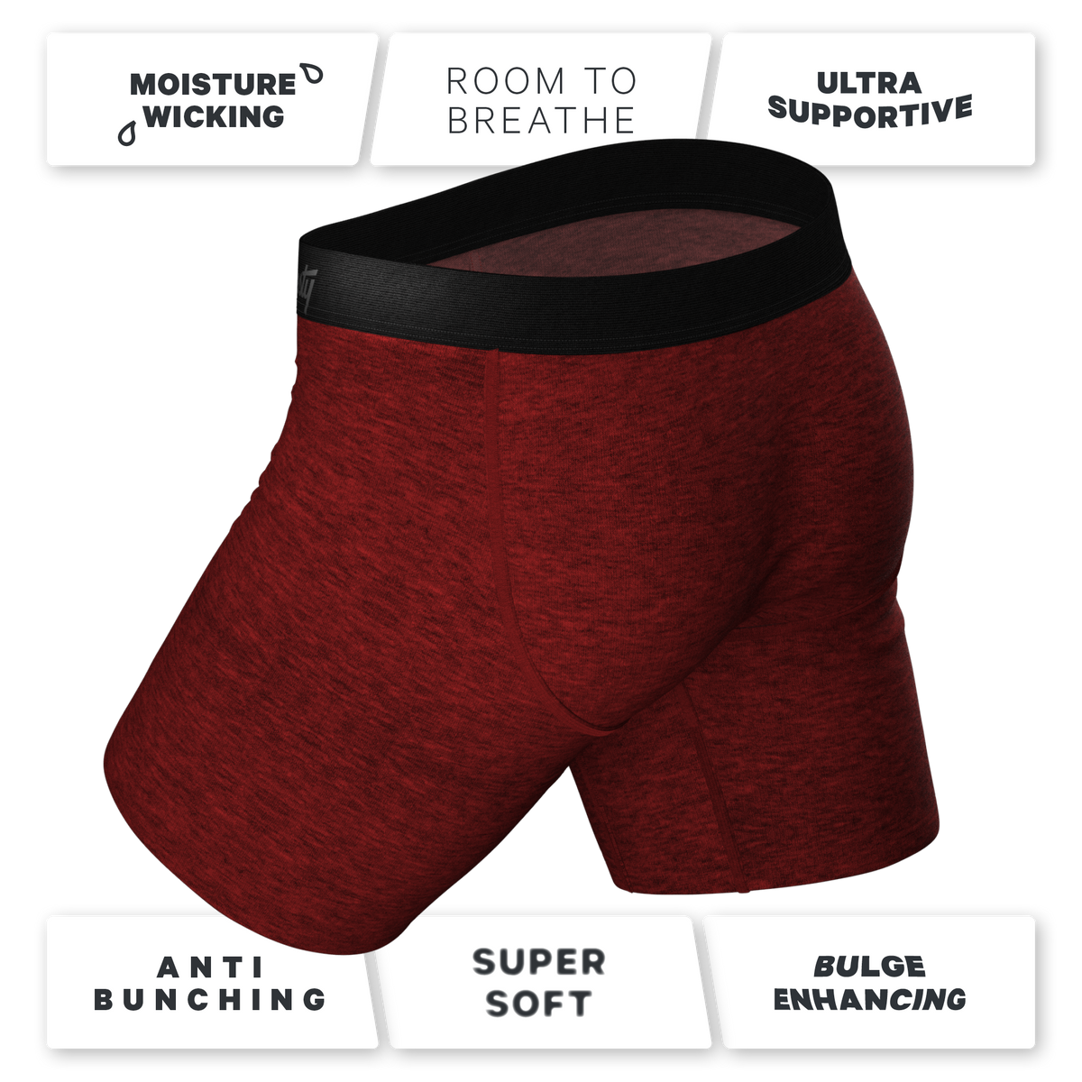 The Romeo | Red Heather Ball Hammock® Boxer - Long Leg - Shinesty