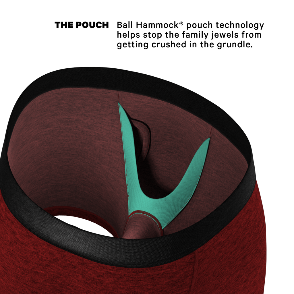 The Romeo | Red Heather Ball Hammock® Pouch Underwear With Fly - Shinesty