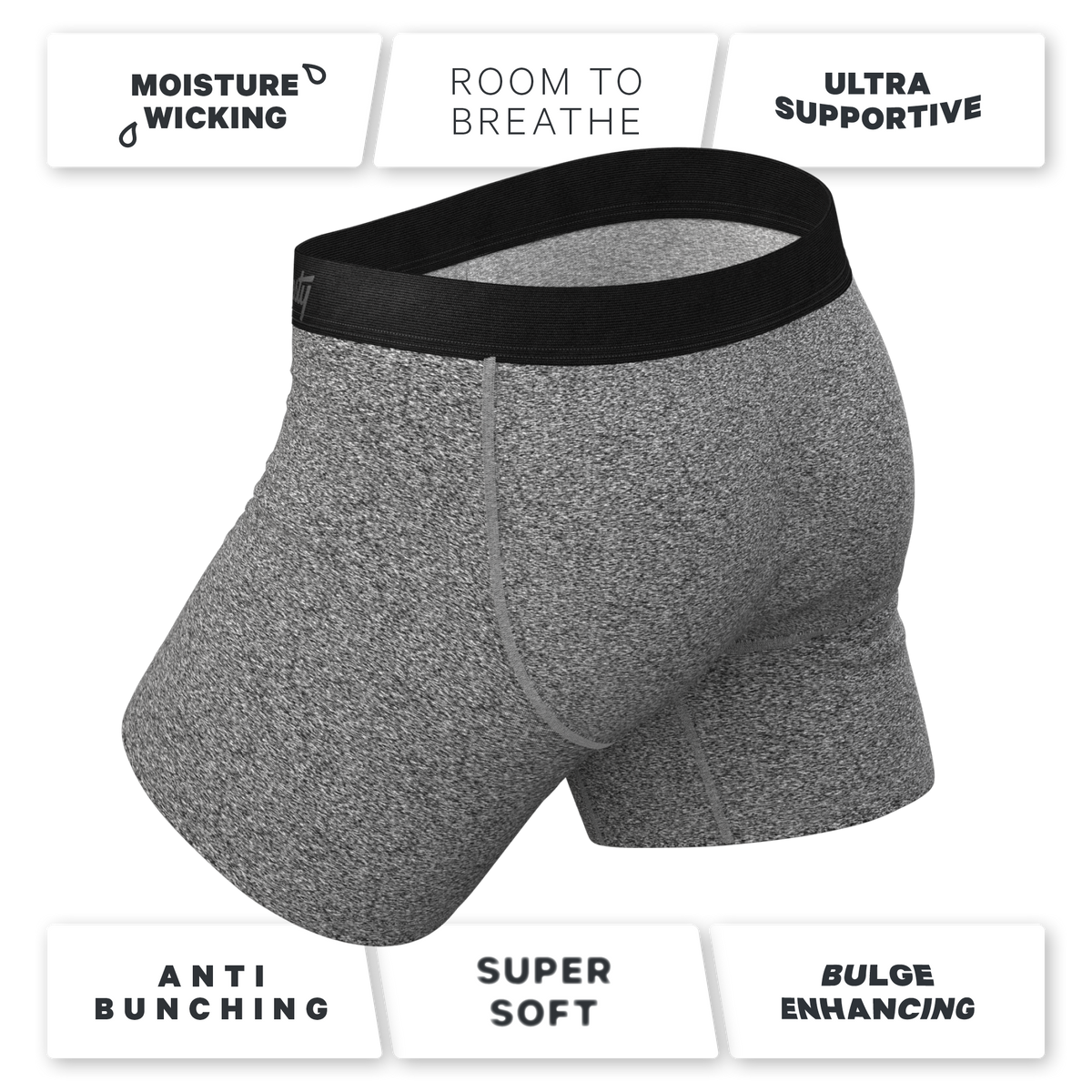 The Seattle Skyline | Black Marble Heather Ball Hammock® Pouch Underwear - Shinesty