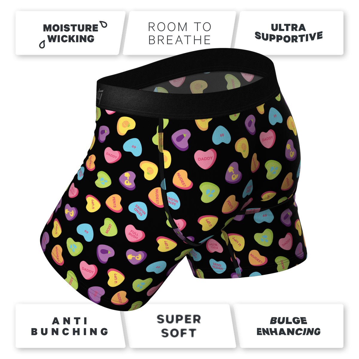The Smooth Talker | Candy Hearts Ball Hammock® Pouch Underwear - Shinesty