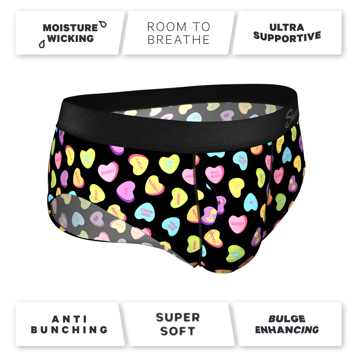 The Smooth Talker | Candy Hearts Ball Hammock® Pouch Underwear Briefs - Shinesty