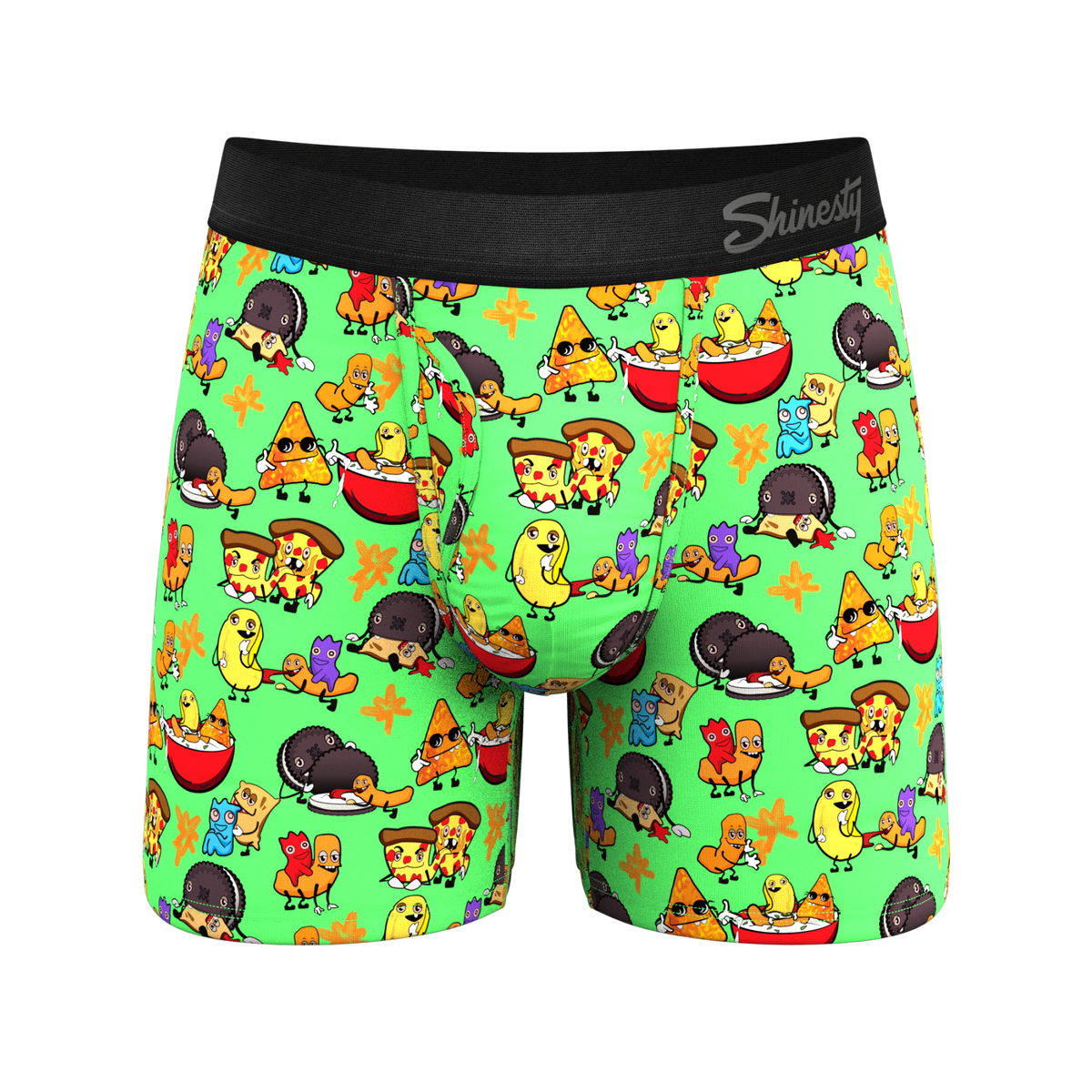 The Snackhanalia | Junk Food Ball Hammock® Pouch Underwear With Fly - Shinesty
