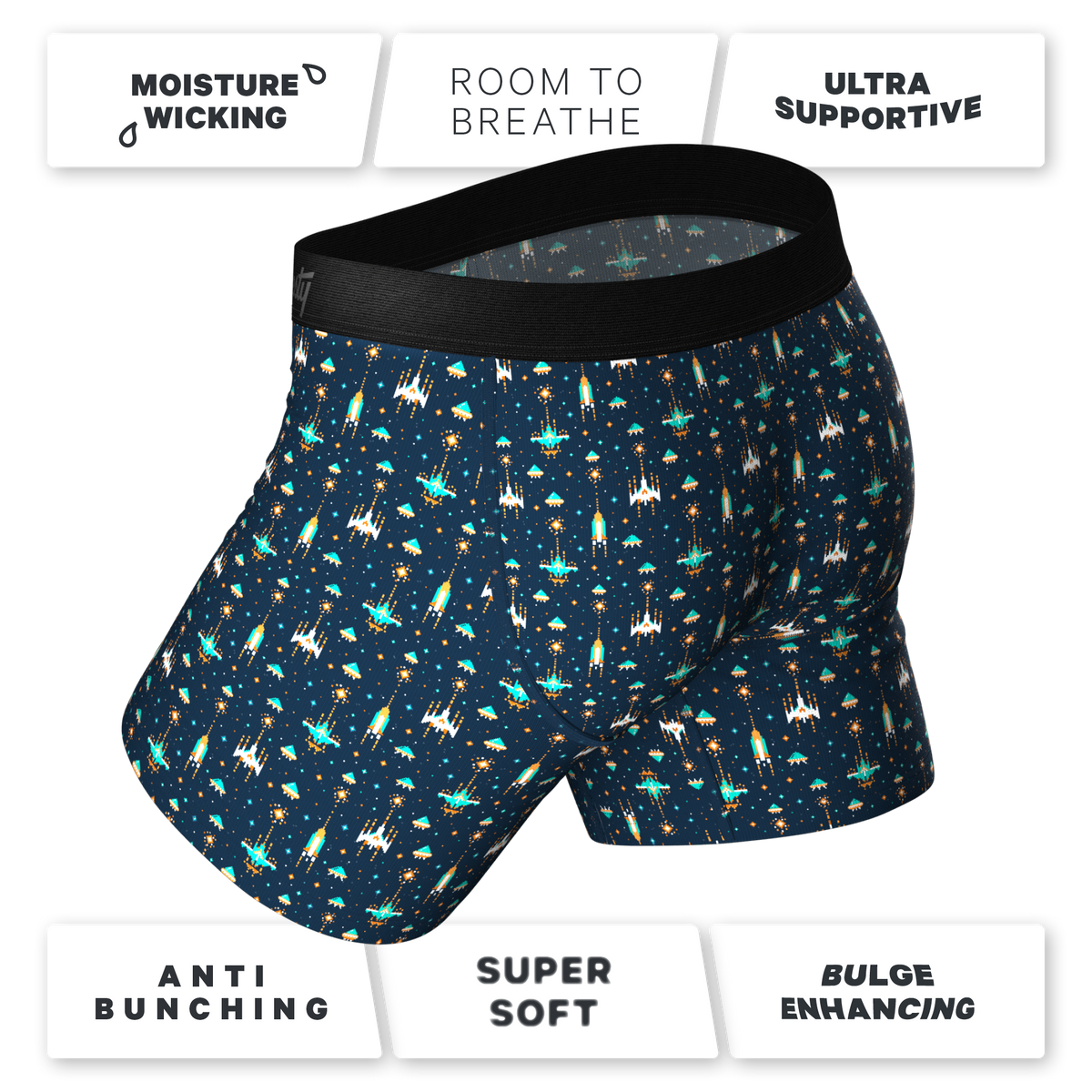 The Space Commando | Spaceship Ball Hammock® Pouch Underwear With Fly - Shinesty