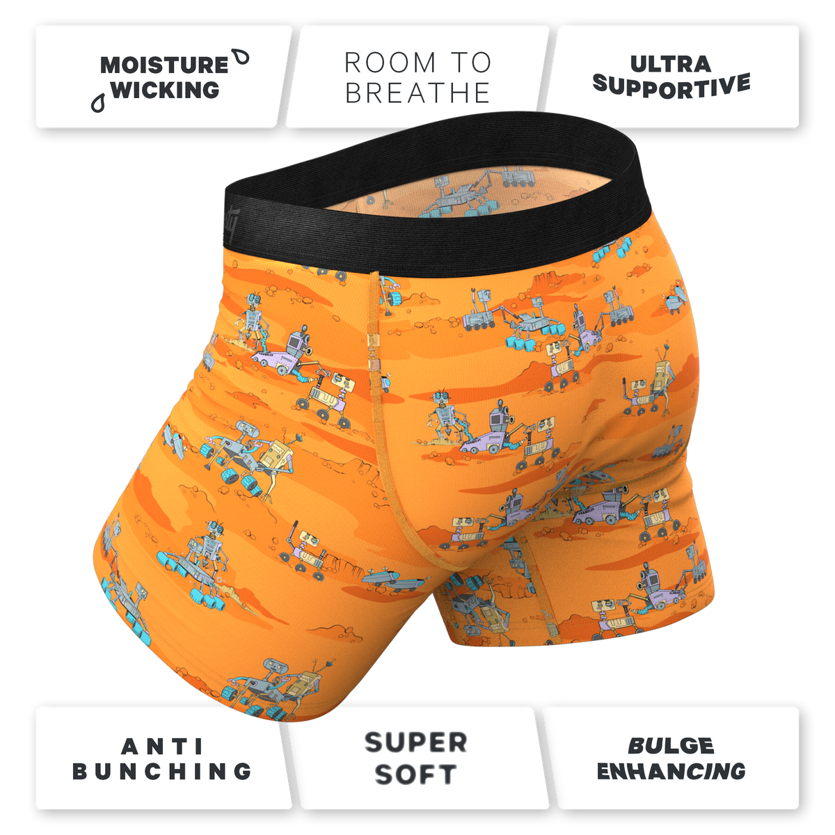 The Bend Rover | Space Robots Ball Hammock® Pouch Underwear With Fly - Shinesty