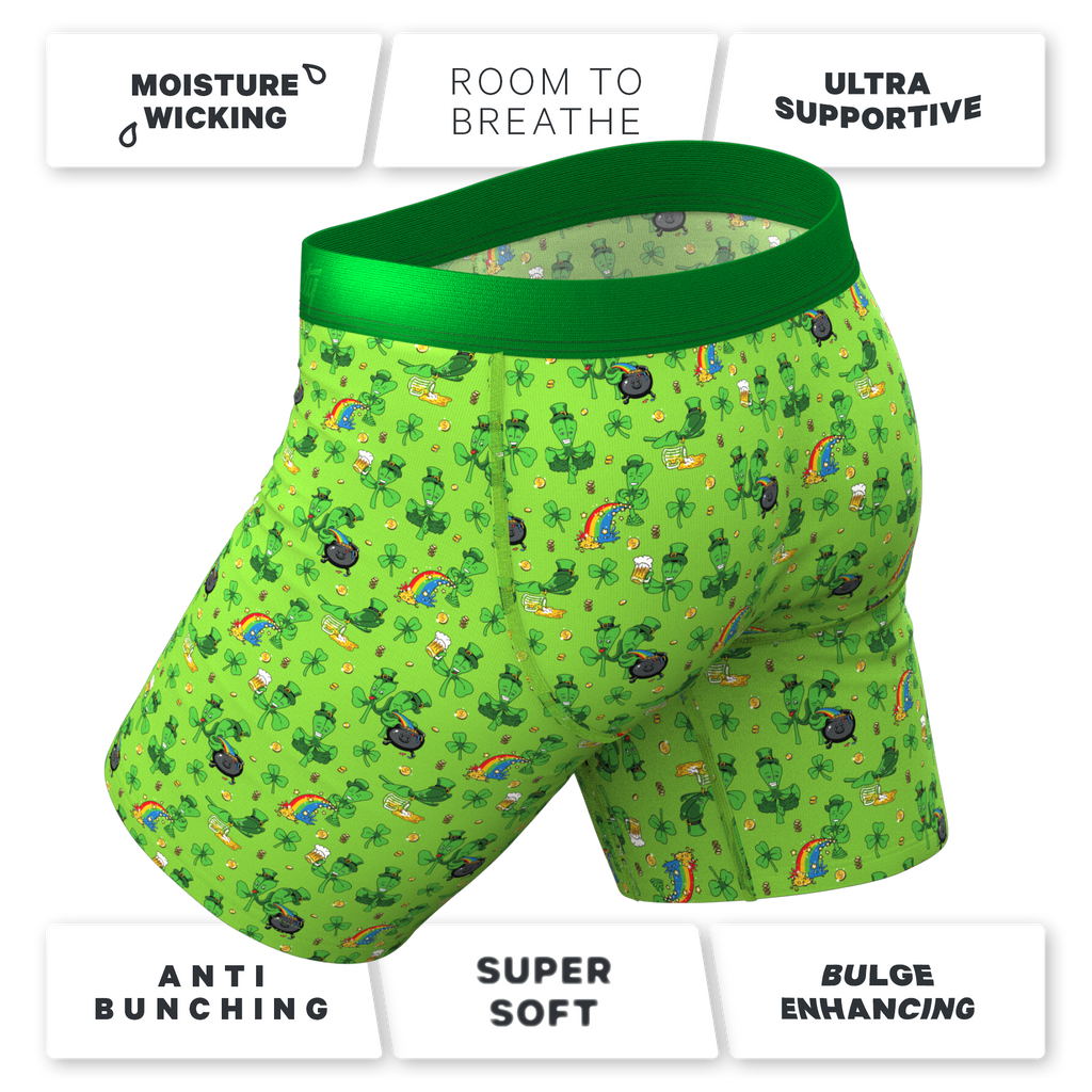 The 3 Leafs To The Wind | St Patricks Day Clovers Ball Hammock® Boxer - Long Leg - Shinesty