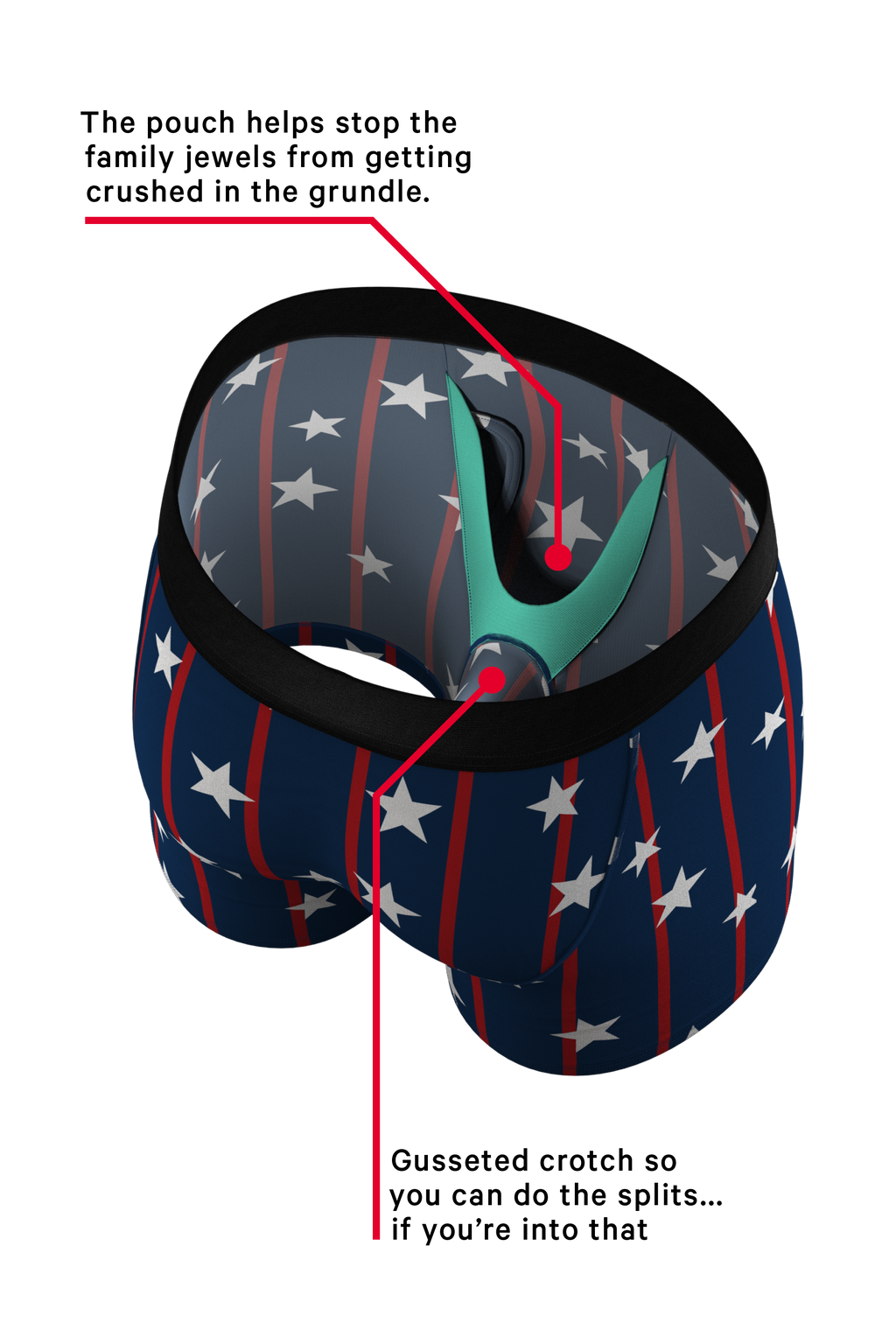 The Stars & Stripes | USA Pinstripe Ball Hammock® Pouch Underwear With Fly - Shinesty